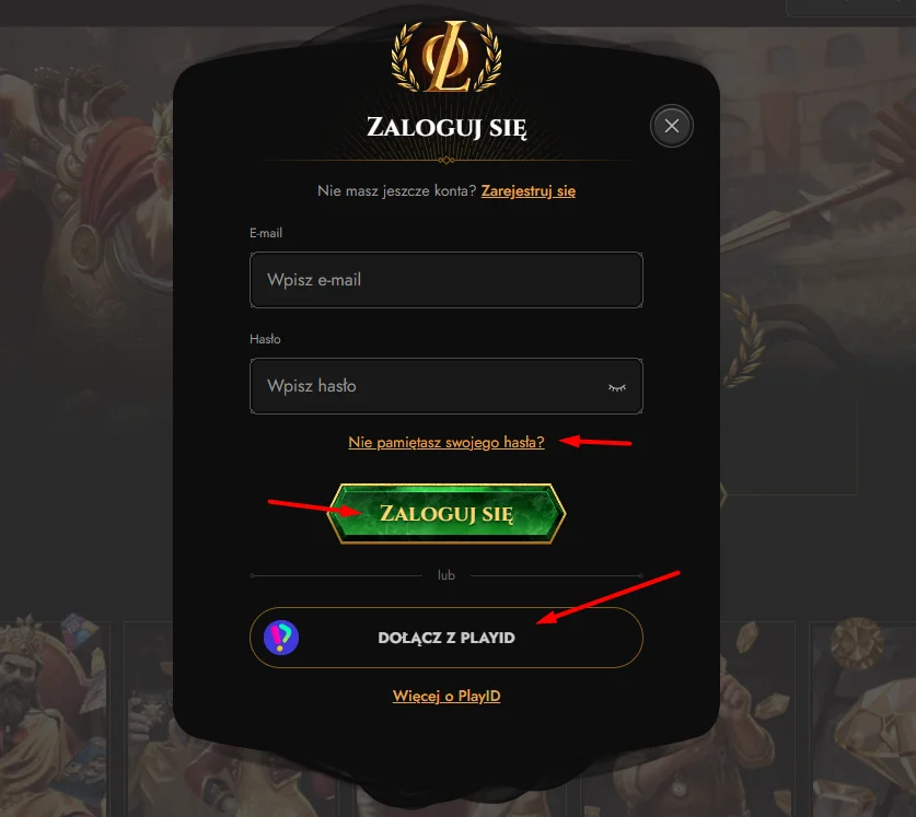fast log in form